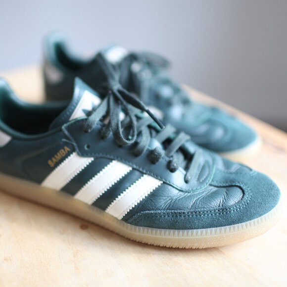 Adidas Samba OG Dark Mineral Green and White Sneakers rubber gum sole m7/w8.5 - Picture 3 of 9